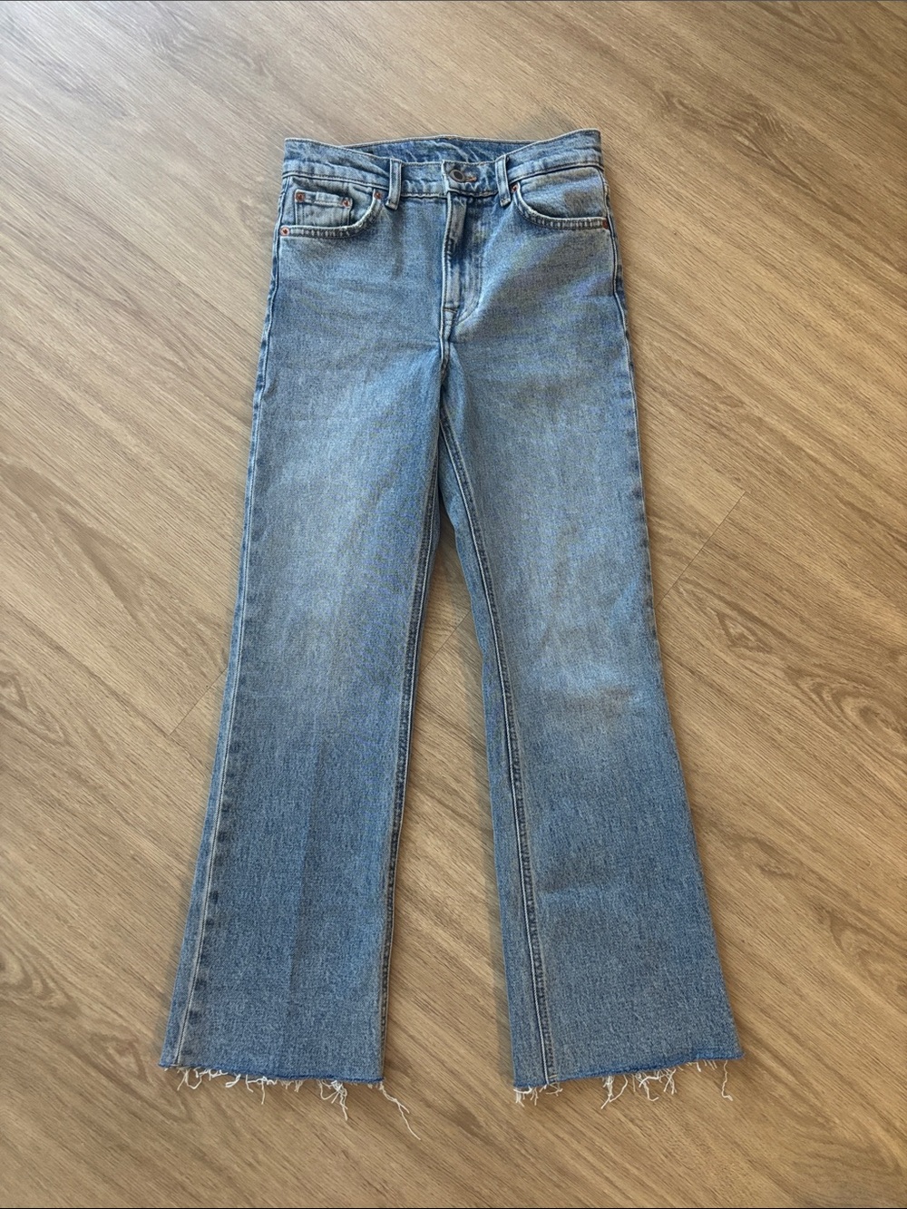 Zara Light Blue High-Rise Boot Cut Jeans